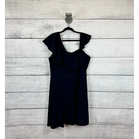 Lane Bryant Plus Size Navy Ruffle Solid Sleeveless Spring Dress Size 18 - Picture 6 of 6